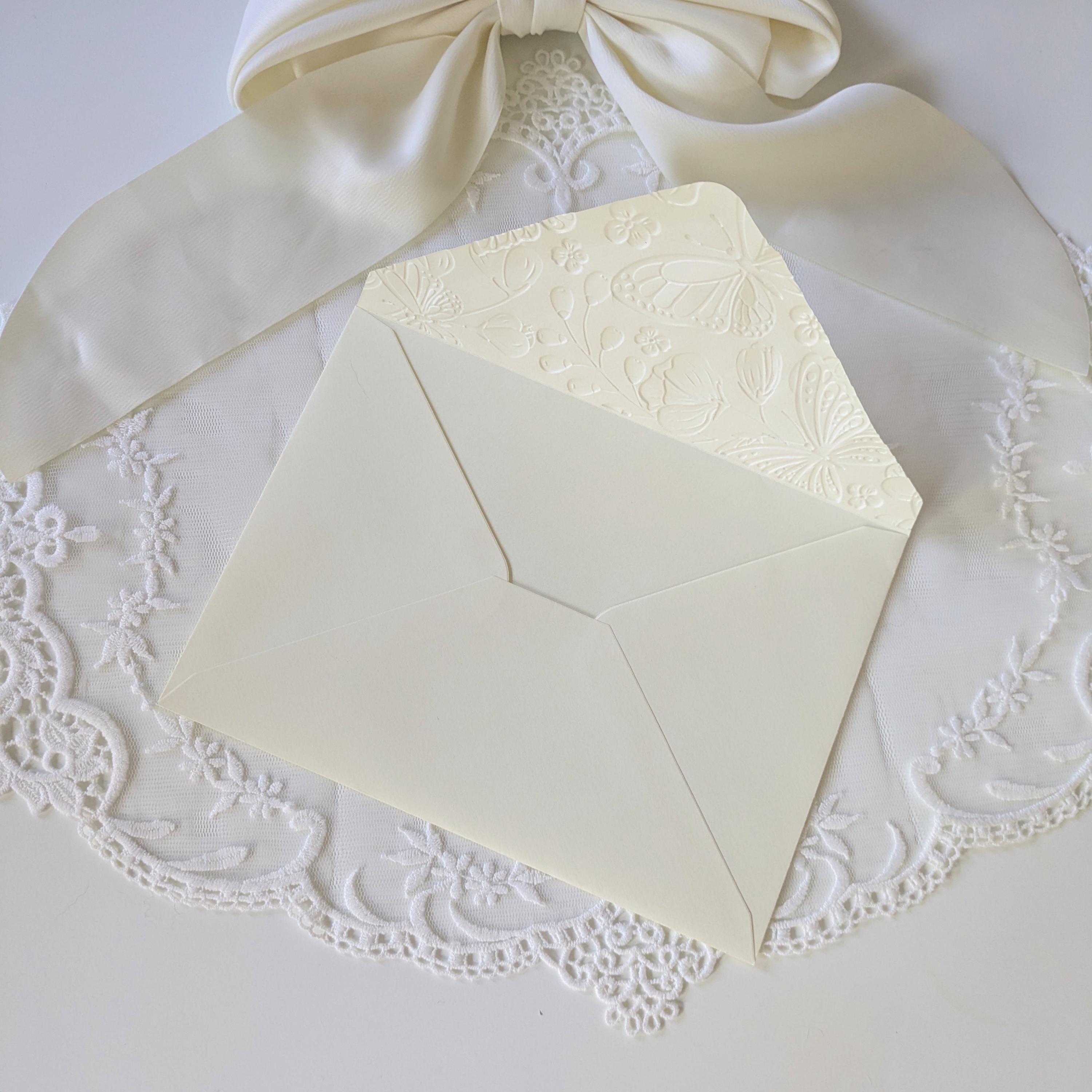 Cream Butterfly Embossed Greeting Cards Set | Blank 5x7 Cards and ...