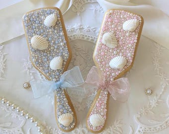 Pastel Mermaid Brush | Decorative Seashell Pearl Hairbrush Gift for Bridal Showers and Beach Weddings