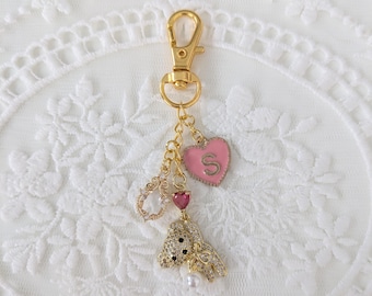 Personalized Teddy Bear Bag Charm | Custom Initial Keychain and Purse Accessory