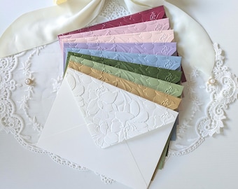 Amaryllis Floral Embossed Envelopes | Customizable A7 Envelope Stationery Set for 5x7 Invitations and Cards