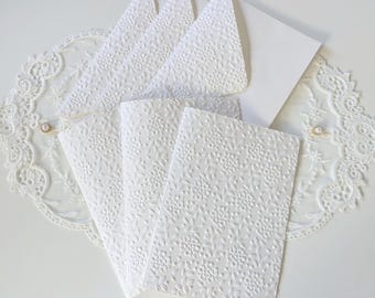 Embossed Flower Berry Greeting Card Set | 5x7 White Floral Thank You Notes