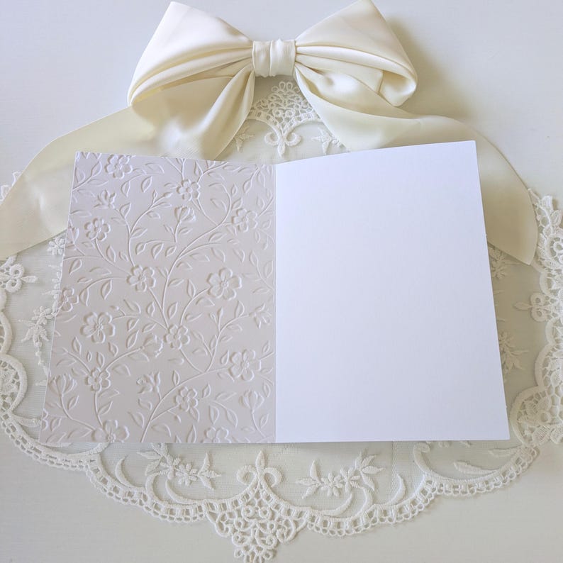 Floral Embossed Blank Card Set | 5x7 White Greeting Cards for Thank You ...