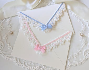 Blumen-Spitze-Bogen-Umschläge | Pastell Dekorative A7 Briefumschläge für Hochzeiten, Brieffreunde und Liebesbriefe