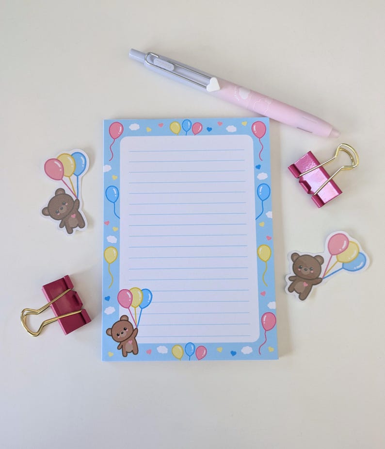 Teddy Bear Notepad | Handmade A6 Cute Memo Pad for Notes, Daily ...