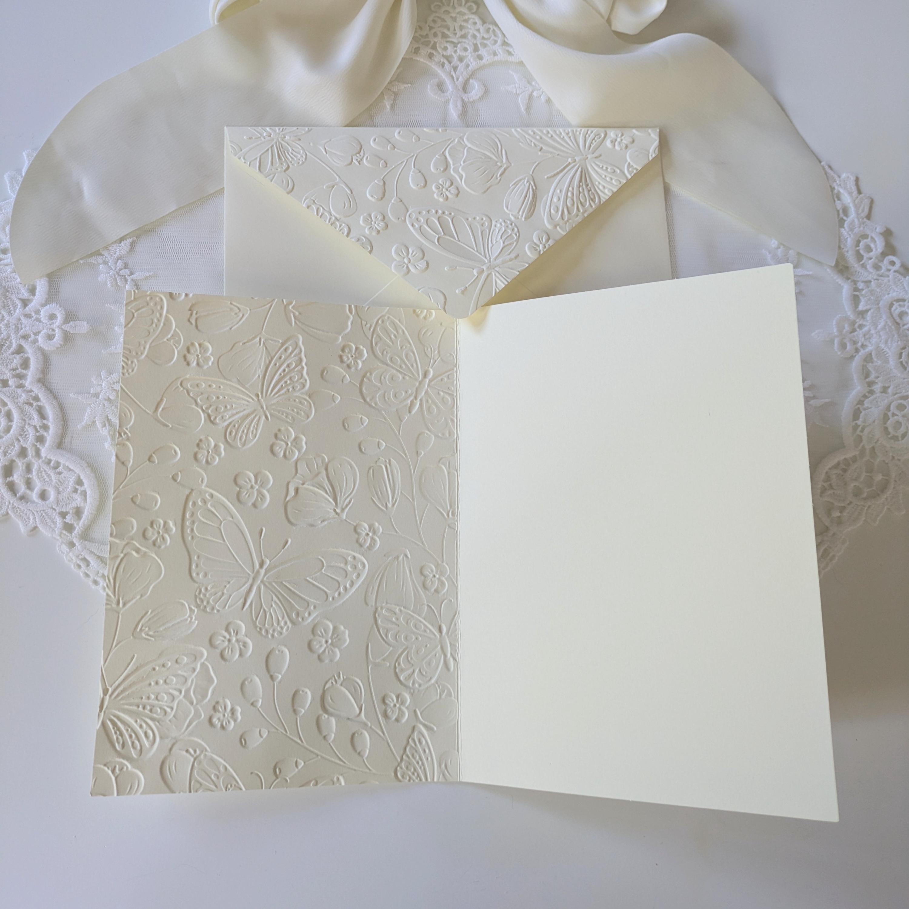 Cream Butterfly Embossed Greeting Cards Set | Blank 5x7 Cards and ...