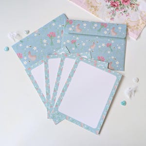 Bunnies and Tulips Stationery Set | Small A2 Cards and Envelopes for Letter Writing, Thank you Cards, Notes, DIY Invitations
