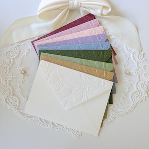 Lemon Patchwork Embossed Envelopes | Customizable A7 Envelope Stationery Set for 5x7 Invitations and Cards