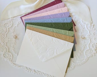 Lemon Patchwork Embossed Envelopes | Customizable A7 Envelope Stationery Set for 5x7 Invitations and Cards