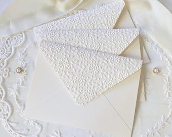 Ivory Embossed Envelope Set | A7 Shimmer Flower Berry Pattern Envelope for 5x7 Invitations, Cards, and More