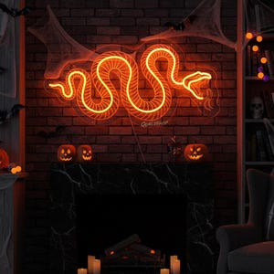 Handmade Snake Skeleton Neon Sign: Gothic Room Decor image 1