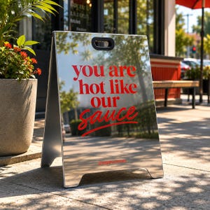Placa tipo cavalete personalizada, placa de metal estilo sanduíche, display comercial personalizado