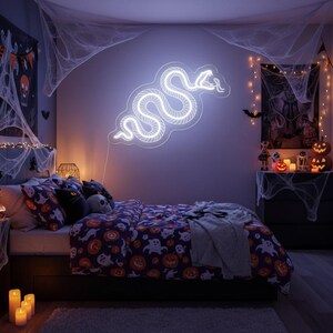 Handmade Snake Skeleton Neon Sign: Gothic Room Decor image 4