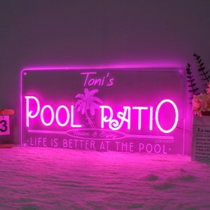 Water Proof Neon Sign,Personalized Pool & Patio Neon Sign,Gifts for Him,Outdoor Patio Decor,Pool Patio Wall Decoration,Backyard Pool Decor