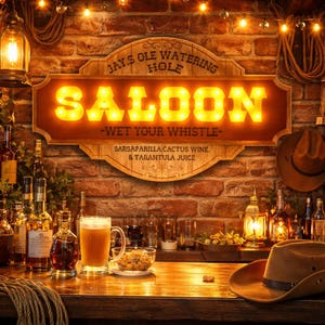 Insegna da bar personalizzata • Decorazione rustica da bar western