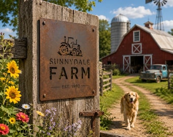 Custom Metal Sign,Personalized Farm Entrance Sign, Rustic Aluminum Farm Plaque, Custom Ranch Name Sign, Outdoor Farm Gate Decor