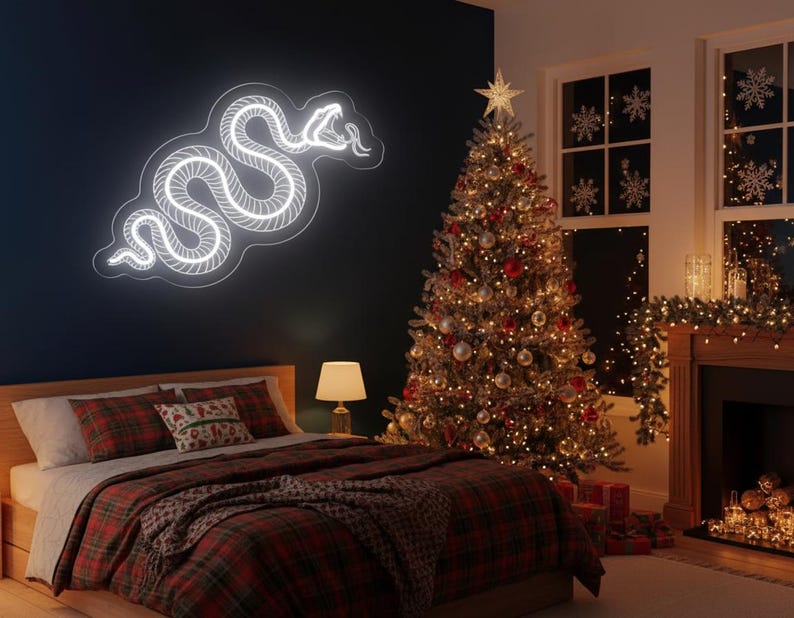 Handmade Snake Skeleton Neon Sign: Gothic Room Decor image 2
