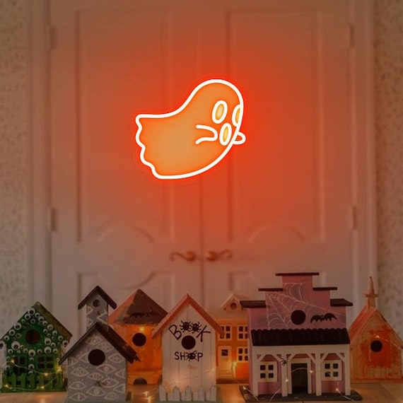 Ghost Neon Sign: Halloween Spooky Wall Decor