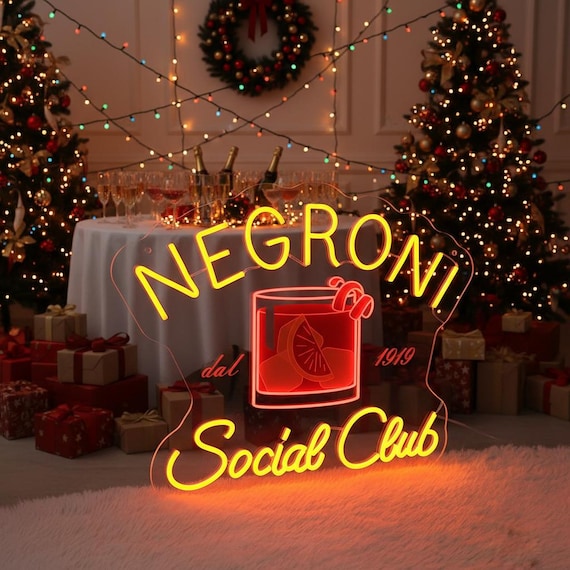 Negroni Social Club Neon Sign: Handmade Cocktail LED Light