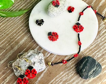 Ladybug Bracelet and Earrings
