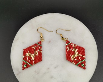 Christmas Reindeer Beaded Earrings