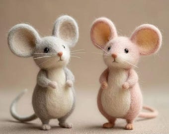 Needle Felted Mouse with Heart –  Mother's Day Gift