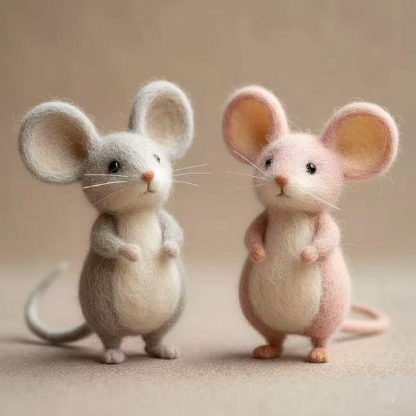 Needle Felted Mouse with Heart –  Mother's Day Gift