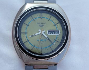 Vintage 1970s Seiko 5 Sport Automatik Edelstahl Uhr