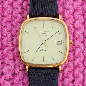 Vintage Longines Presence 156-7114 Square Slim 18K Gold Plated
