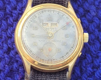 Reloj de pulsera vintage para hombre con calendario triple automático, fecha rara y exacta de Praesent de 1960