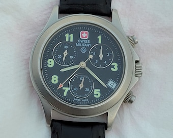 Cronógrafo militar suizo vintage: reloj de titanio para hombre