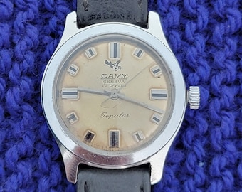 Vintage Camy Geneva Popular 17 Jewels 1960's Swiss Made Rare Men's Wrist Watch