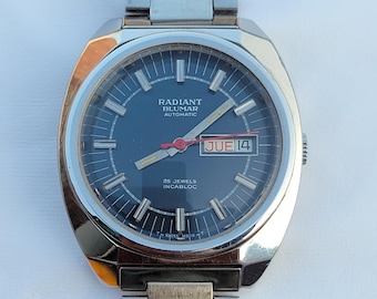 Vintage Radiant Blumar Automatic Watch: Swiss Made Stainless Steel Men's Wristwatch