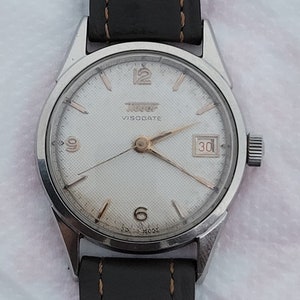 Vintage Tissot Visodate 1950&#39;s Unique Waffle Dial Stainless Steel Swiss Made Men&#39;s Wrist Watch