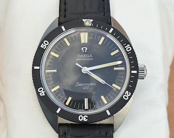 Relógio de pulso masculino vintage Omega Seamaster 120 Ref. 135.027 automático em aço inoxidável, fabricado na Suíça.
