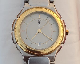 Vintage YSL Yves Saint Laurent Men's Watch - Gold Bezel