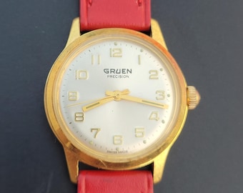 Vintage Gruen Precision Men's Watch, 17 Jewels, 1960s Retro Style