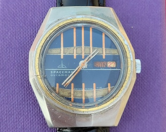 Vintage Omax Spaceman Swiss Made T-25 Stainless Steel Rare 1970's Collectible Men's Wrist Watch