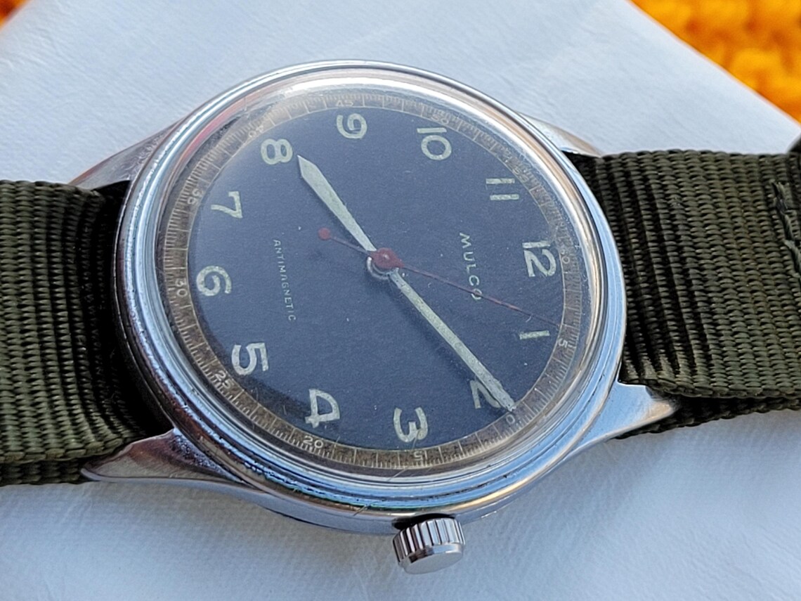 Vintage Mulco WWII Military Rare Swiss Made Mechanical Nato Men's Wrist Watch, photo 3 of 5