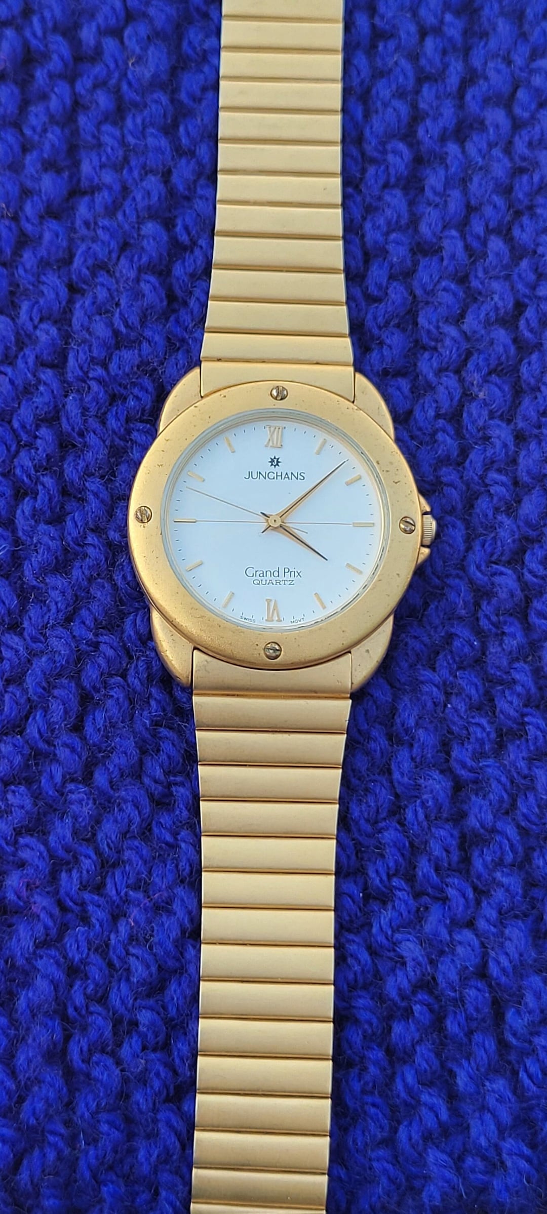 Vintage Junghans Grand Prix Men's Quartz Watch: Swiss Made Golden