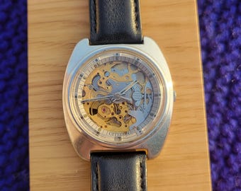 Vintage Citizen Skeleton Automatic 8060A 21 Jewels Rare Japan
