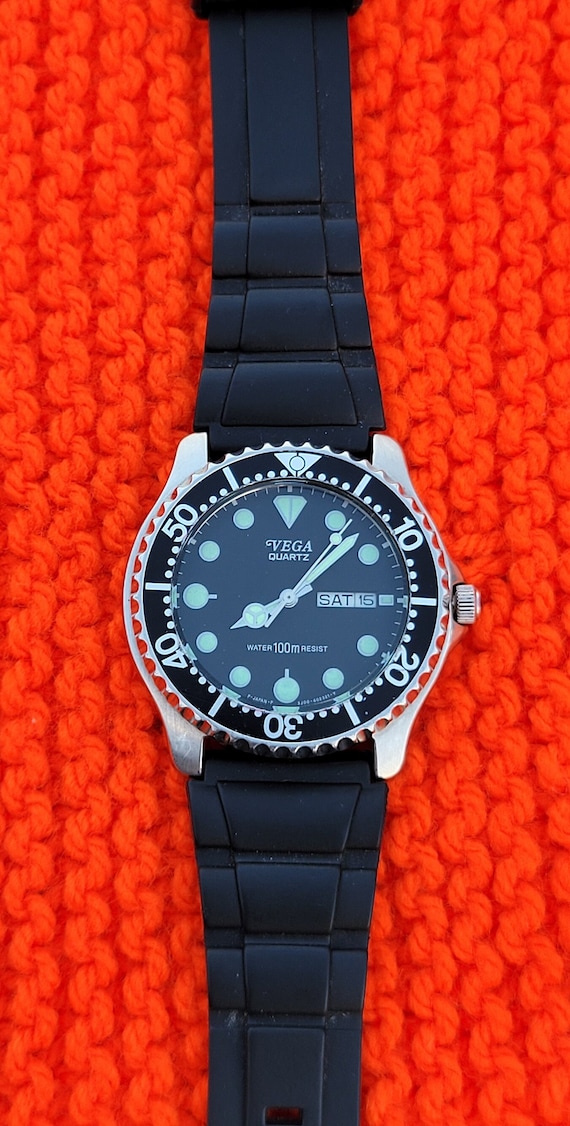 動作確認済/電池交換済シチズンオレンジダイバー日本語曜日ビンテージ