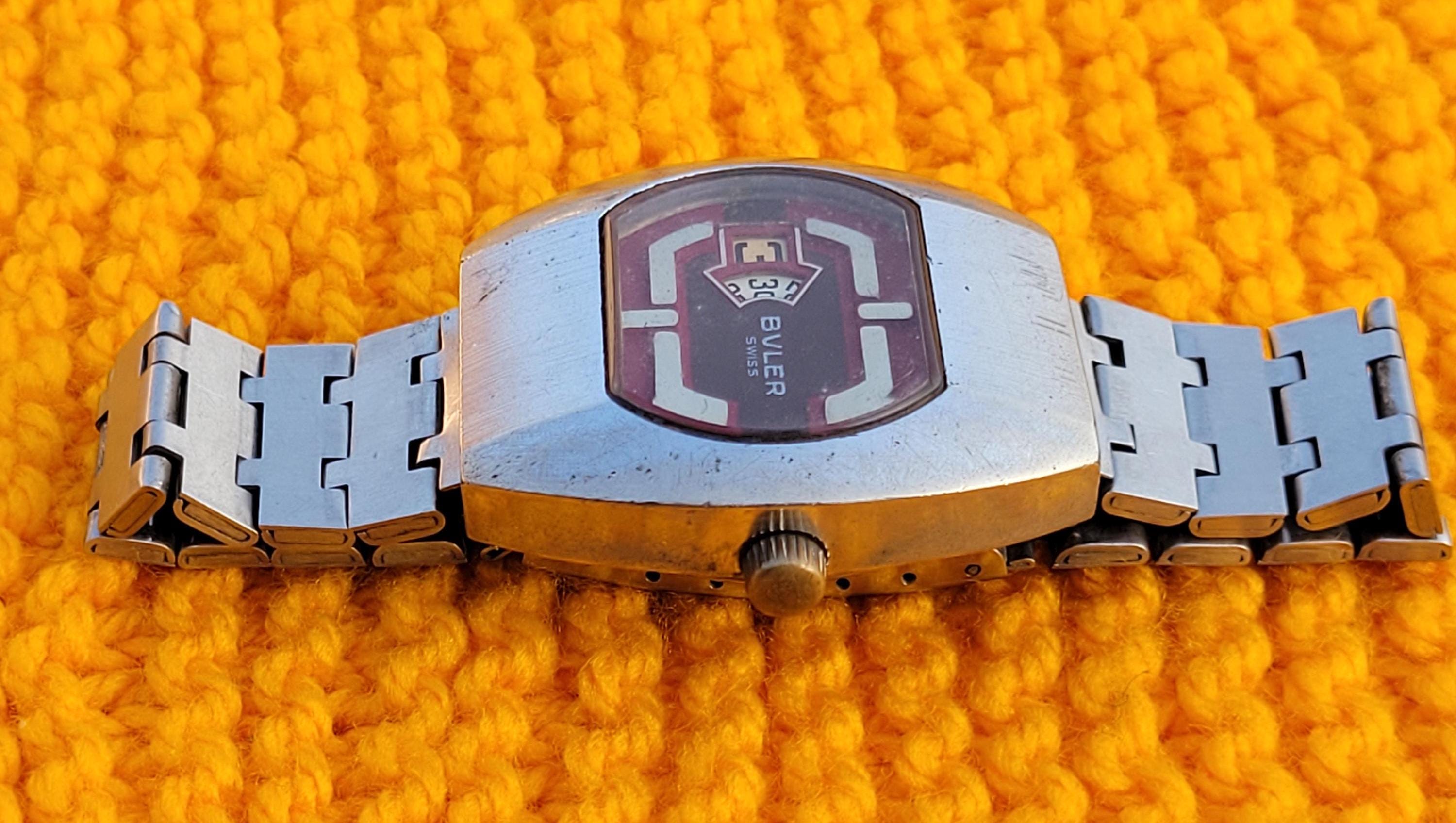 BULER 1970's ヴィンテージ ジャンプアワー SS 機械式腕時計