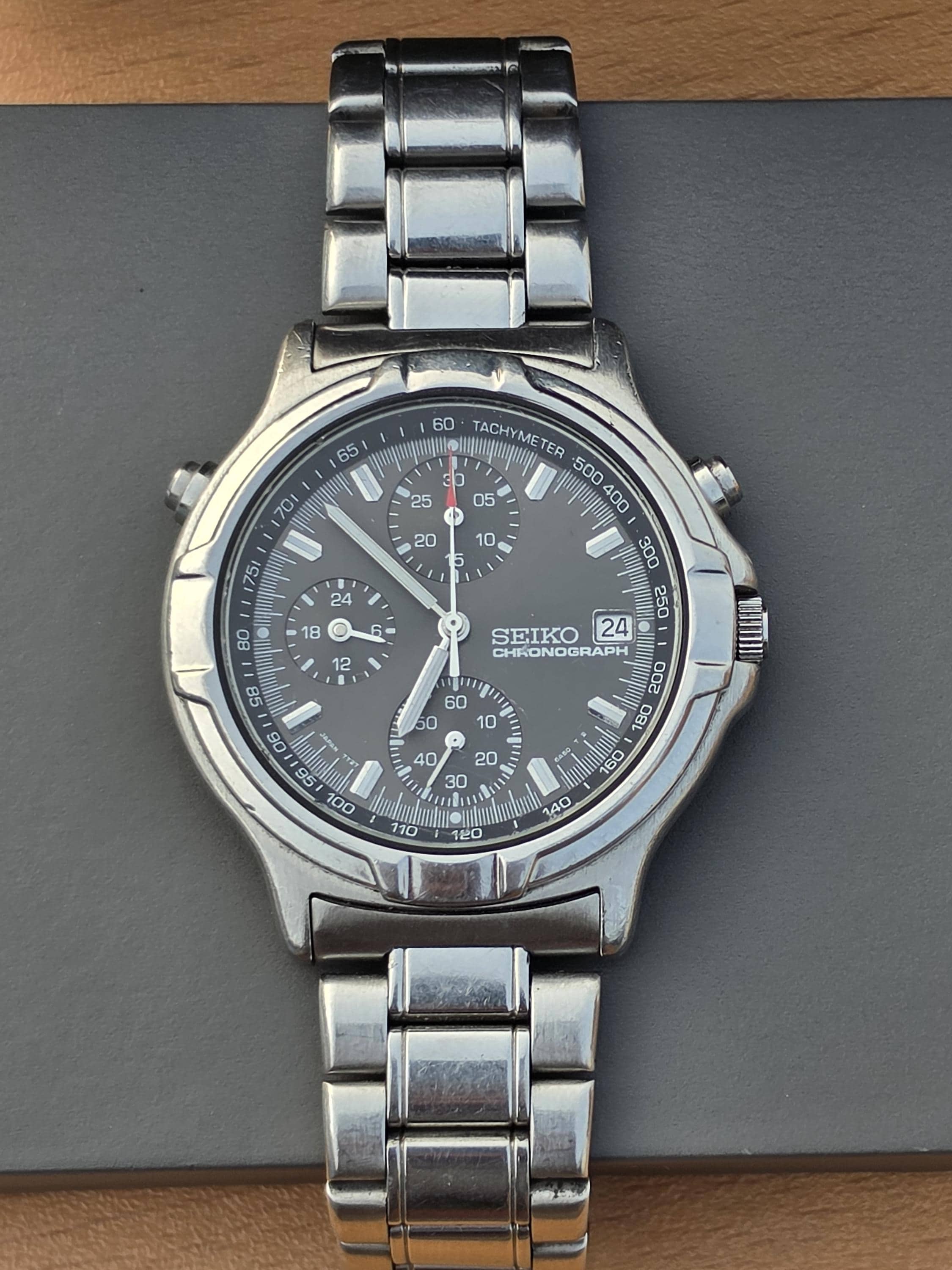 【美品/箱説付】SEIKO セイコー 7T27-6A50 90s稼働クロノグラフ Vintage Seiko Chronograph 7T27-6A50 Tachymeter Bullhead Stainless