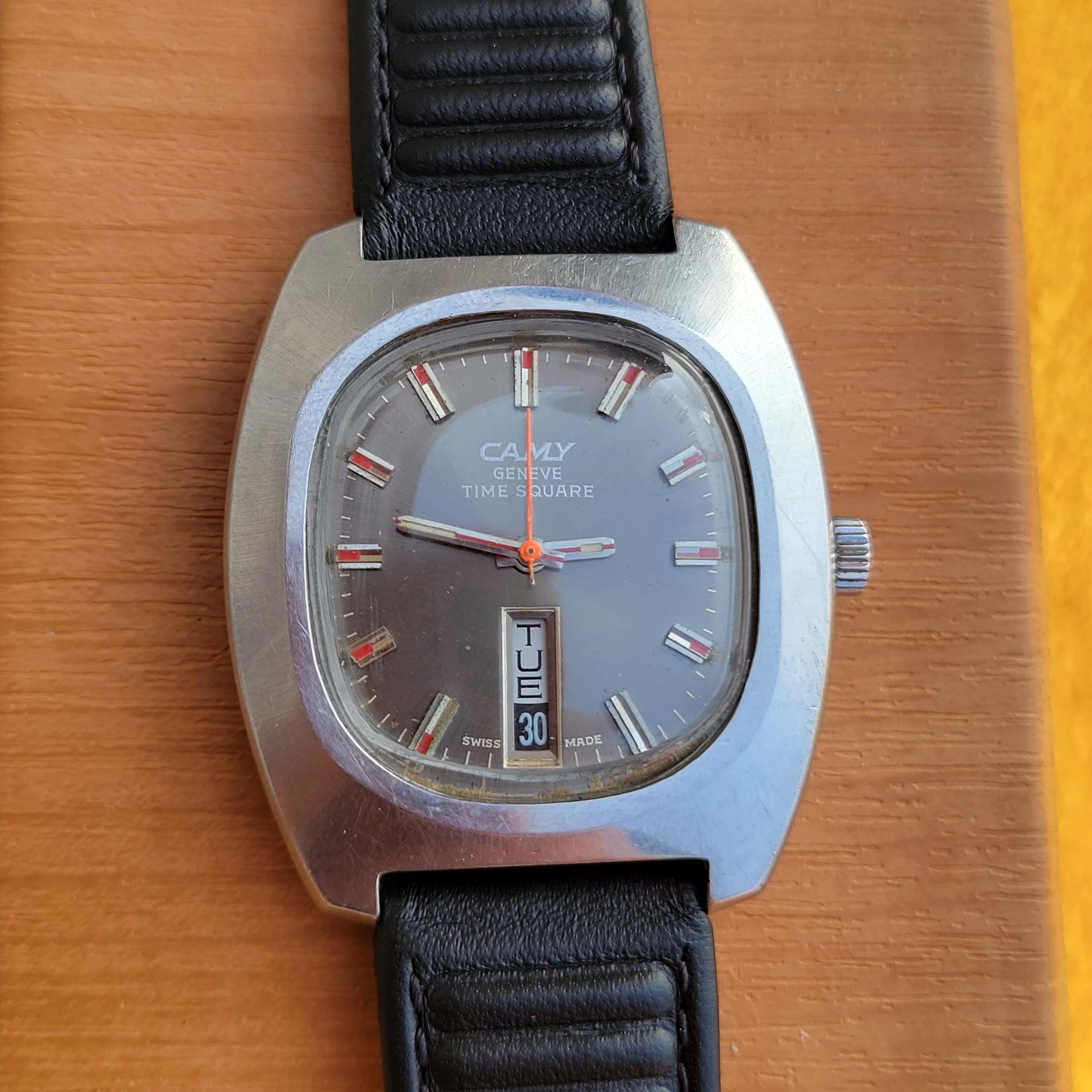 Vintage Camy Geneve Time Square Automatic Day/date Stainless Steel