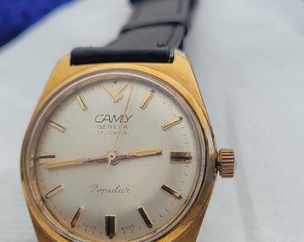 Vintage Camy Geneva Popular 17 Jewels Manual Wind Rare Swiss Made Men s Wrist Watch Etsy