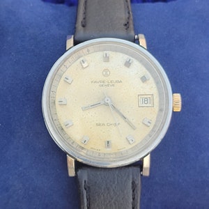 Antique Vintage Favre Leuba Sea Chief 92003 Swiss Made Stainless Steel Men&#39;s Wrist Watch