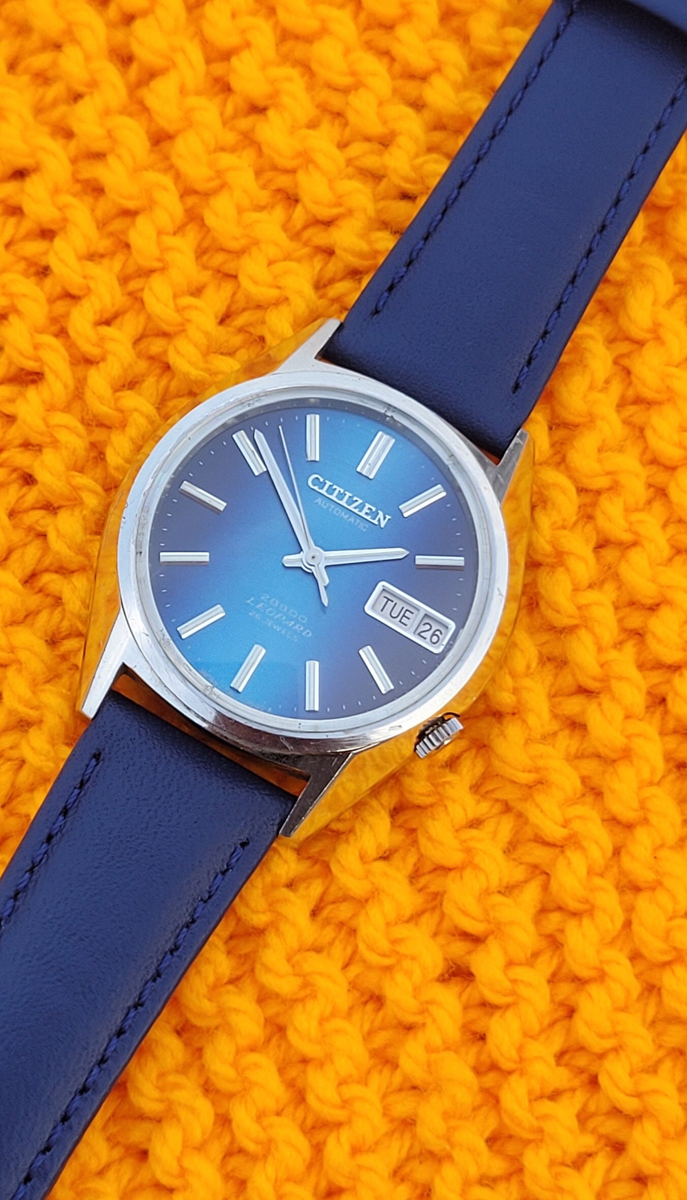 Vintage Citizen Leopard Automatic Watch | Sunburst Blue Dial