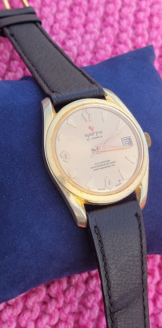 Vintage Sperima Calender 21 Jewels Swiss Made Rare 1970's S Men's