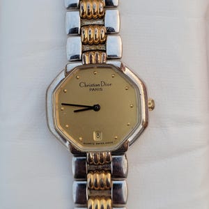 Vintage Christian Dior 48.203 Octagon Two Tone Quartz Swiss Made Women's Wrist Watch
