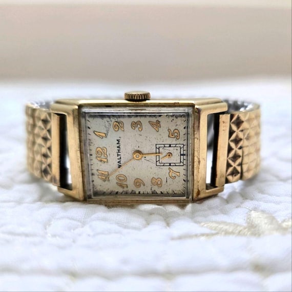 WALTHAM スクエア　ブレスレットウォッチ　12金張り　ゴールド メッシュ Vintage Waltham Watch 10K Gold-filled 17J Art Deco Original